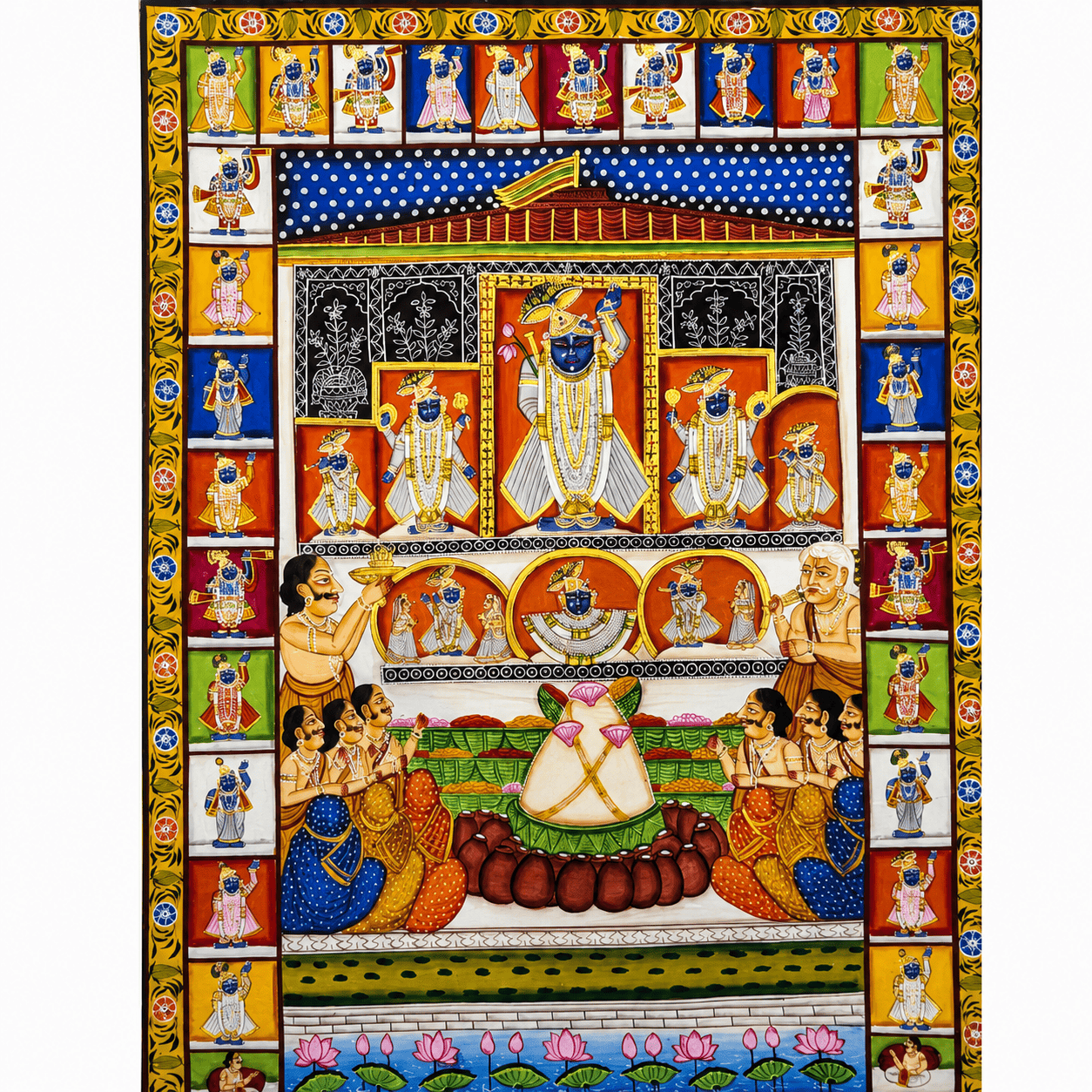 Shrinathji Pichwai Painting – Annakut Darshan (Handmade, 36x48 inch)